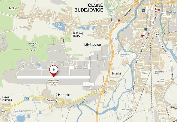 Mapa letiště České Budějovice