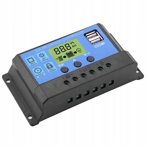 Duální USB 12V/24V PWM solární regulátor nabíjení s LCD 30A