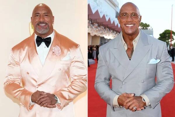 Dwayne 'The Rock' Johnson attends the 95th Annual Academy Awards on March 12, 2023 in Hollywood, California ; Dwayne Johnson during the 82nd Venice International Film Festival on September 01, 2025 in Venice, Italy.