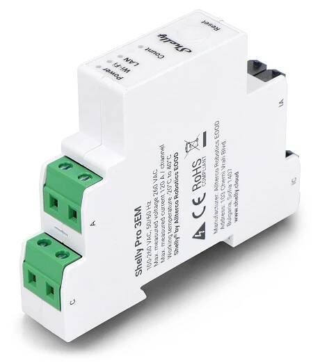 Shelly Pro 3EM - Třífázový elektroměr na DIN lištu 120A (Wi-Fi, LAN, Bluetooth)