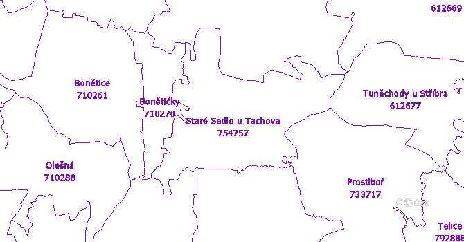 Katastrální mapa Staré Sedlo