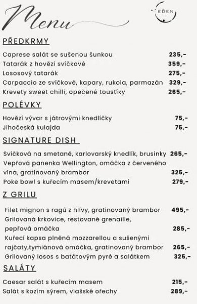 Menu :: Eden Roudnice