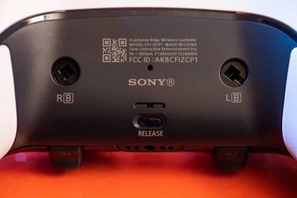 A rear shot of the Sony DualSense Edge controller.