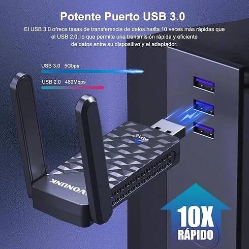 WONLINK WiFi 6 Adaptér pro PC, AX1800 Mbps USB 3.0 WiFi přijímač Dual Band 5GHz & 2,4GHz s externí