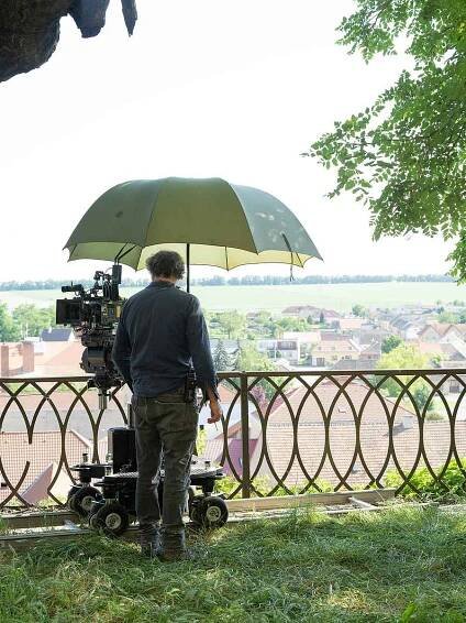 Natáčení filmu Nebelkind: Konec mlčení v Jaroslavicích.