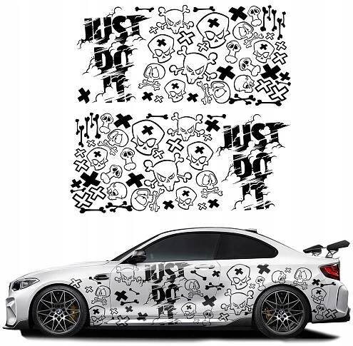 SAMOLEPKA Grafika na auto MOTIV JUST DO IT LEBKA Lebky Kosti 94x400