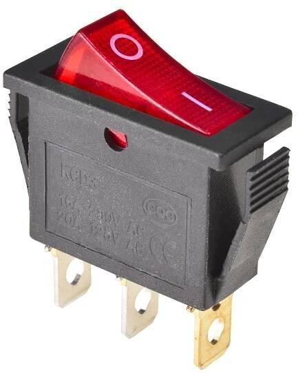 Kolébkový spínač podsvícený 12V červený