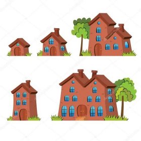 Stáhnout - Vektorové ilustrace různých velikostí kreslený domů. — Ilustrace