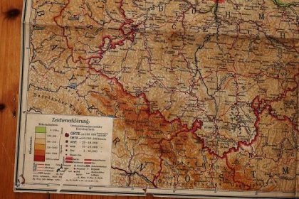 NĚMECKO - Příruční školní mapa Protektorátu Čechy a Morava - Staré mapy a veduty
