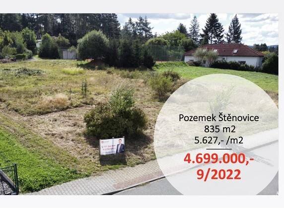 Pozemek Štěnovice - 835 m2 - 5.627,- /m2 • Realitní makléř Pavel Brůha