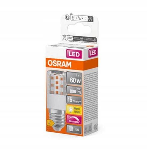 LED žárovka E27 7.3W 806lm 2700K teplá, stmívatelná OSRAM Barva světla teplá bílá