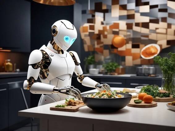 Ai Robot Cooking in a Kitchen Graphic by Comic And Cartoon Factory ...