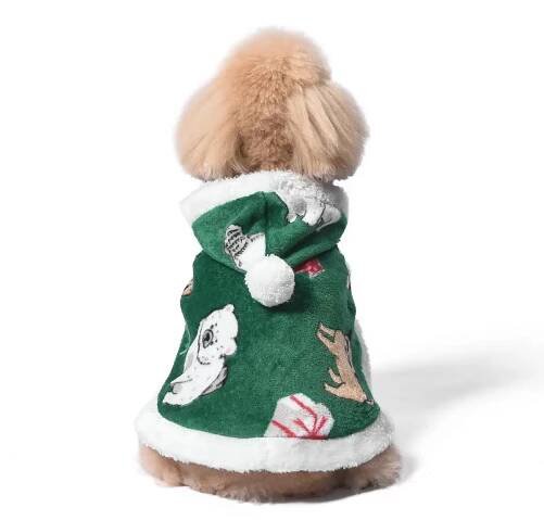 Christmas Cloak for Dogs, Teddy, French Bulldog - Green