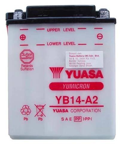 Motobaterie YUASA YB14-A2 (12V 14Ah)
