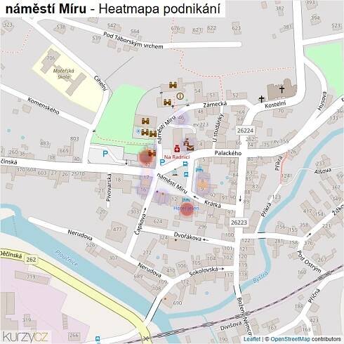 Mapa náměstí Míru - Firmy v ulici.