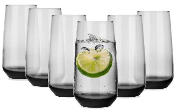 6 černých kouřových sklenic na dlouhé nápoje 430ml sklenic na dlouhé nápoje Sklenice