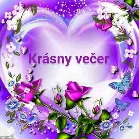 a heart shaped frame with flowers and butterflies on the inside, surrounded by words that read krasny vecer