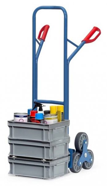 Schodišťový rudl fetra®, kola na 3 ramenech, nosnost 200 kg, ložná plocha lopaty ŠxH 320 x 250 mm, ocel