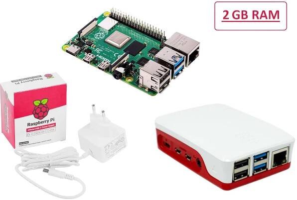 Raspberry Pi® Essentials Kit Raspberry Pi® 4 B 2 GB 4 x 1.5 GHz vč. napájecího zdroje, vč. pouzdra : Půhy.cz