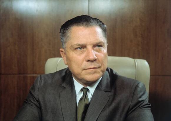 Close-up portrait of James Hoffa, president of the Teamsters union.