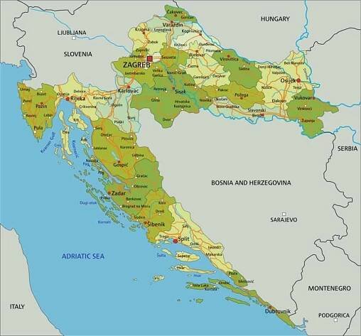 vysoce podrobná editovatelná mapa politického chorvatska. - dubrovník stock ilustrace