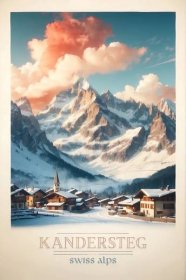 Umělecká ilustrace | Kandersteg Vintage Travel Poster - Swiss Alps Art | Posters.cz