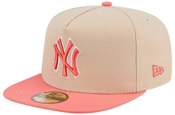 Men's New York Yankees New Era Light Beige/Coral Two-Tone Color Pack A-Frame 59FIFTY Fitted Hat