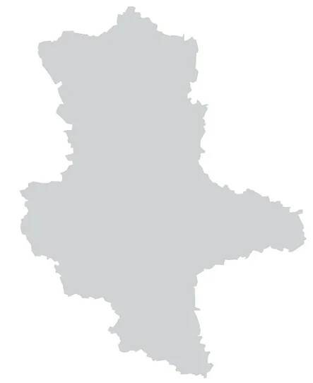 Mapa Saxony-Anhalt s okraji v šedé — Stock obrázek