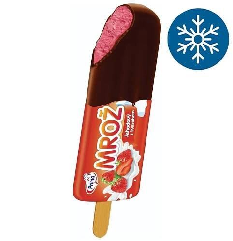 Mrož Jahodový nanuk s tvarohem v kakaové polevě