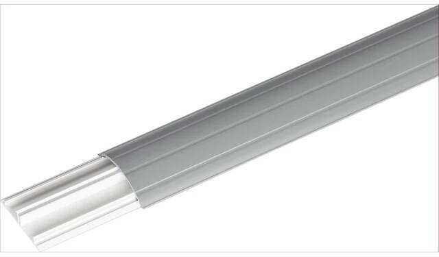Grauer Fußbodenkanal, 50x12 mm, 2 m Länge. Kabelkanal für Innen- und Außenbereich.