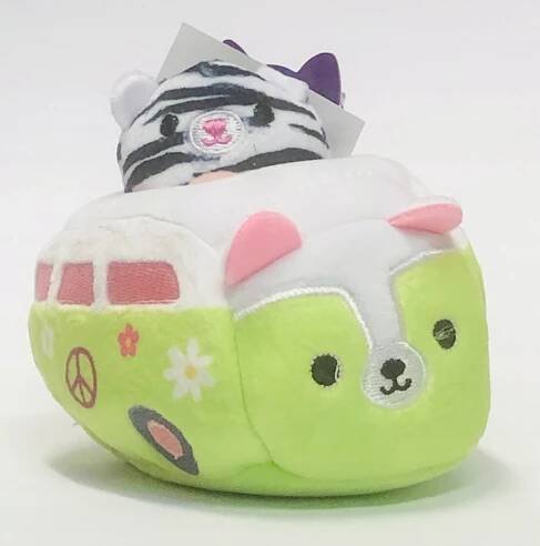 Squishmallows Mini Squishville zelený autobus zebra