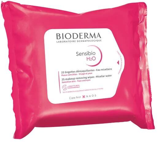 Bioderma Sensibio H2O Micelárne obrúsky 1×25 ks, čistiace a upokojujúce obrúsky vlhčené micelárnou vodou pre citlivú pleť