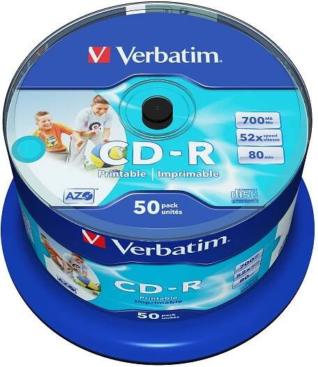 VERBATIM CD-R AZO 700MB, 52x, printable, spindle 50 ks - IT TRADE.cz