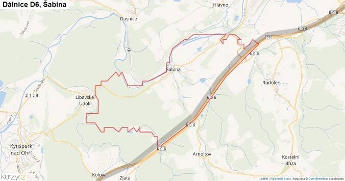 Šabina, Dálnice D6 - Mapa | Kurzy.cz