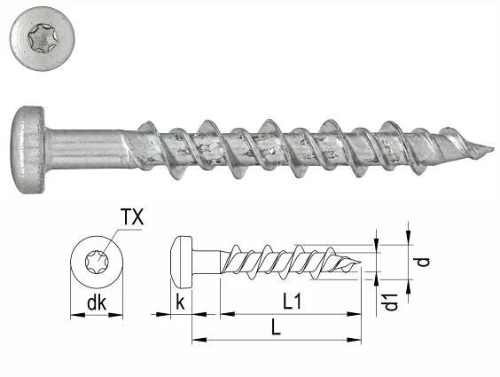 13549/8 Šroub do sádrokartonu TX20 6,3 x 45 mm - 100 ks v balení