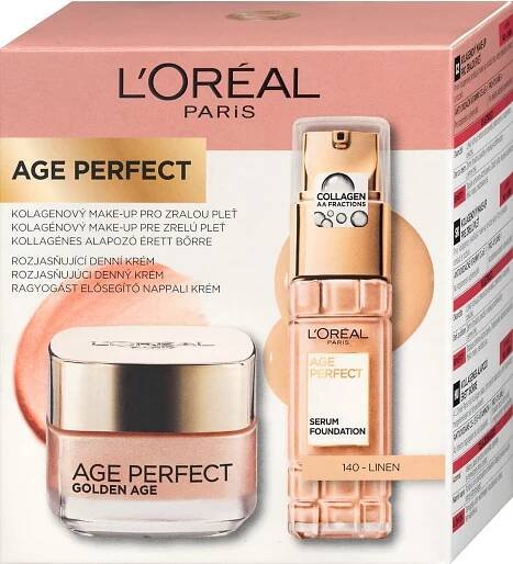 L'Oréal Paris Age Perfect - Golden Age Make-up a denní krém, odstín 140 Linen 2 ks