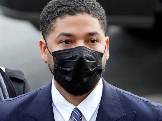 Jussie Smollett arrives on November 29, 2021, at the Leighton Criminal Courthouse for jury selection at his trial in Chicago.