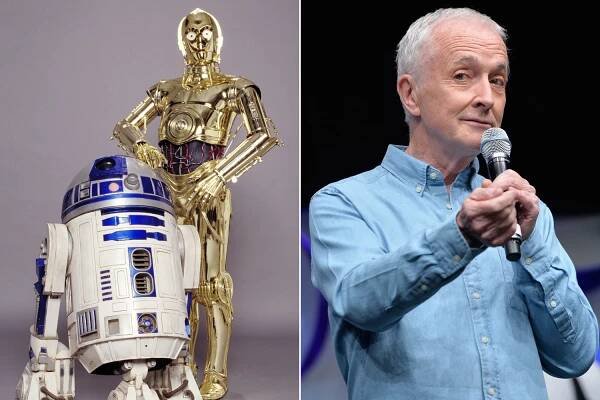 Anthony Daniels, who has played C-3PO in all six “Star Wars” films, speaks onstage during Star Wars Celebration 2015 on April 16.