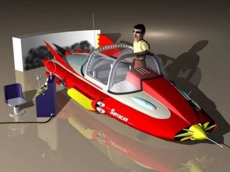 a man standing on top of a red and yellow boat