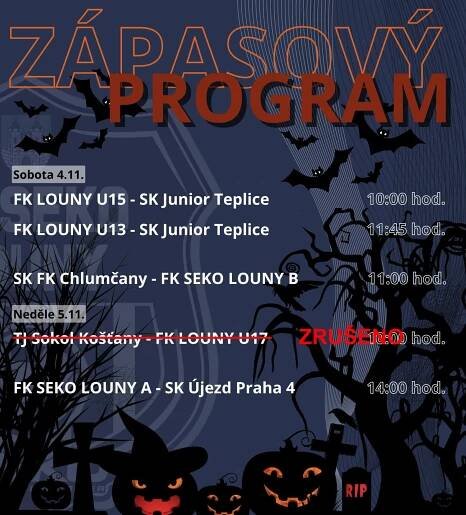 Zápasový program 4. – 5. 11. | FK Louny – Fotbalový klub Louny