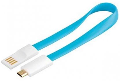 PremiumCord Kabel micro USB 2.0, A-B 0,2m magnetický, modrá
