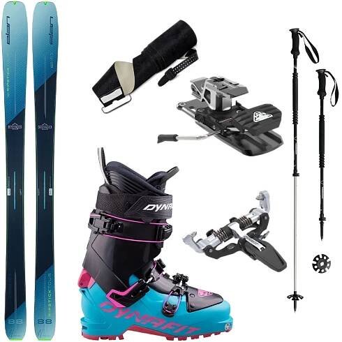 Dámský skialpový set ELAN Ripstick Tour 88 W s pásy + vázání DYNAFIT Superlite 150 + lyžáky Dynafit + hole