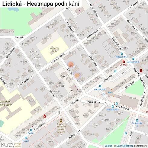 Mapa Lidická - Firmy v ulici.