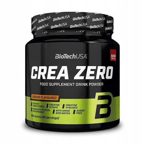 BioTech Crea Zero 320g Kreatin monohydrát BCAA Síla Pomeranč