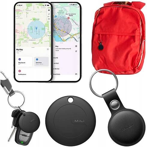 GPS lokátor MiTag MiLi DUO Android iOS + Pouzdro přívěsek na klíče na batoh na klíče