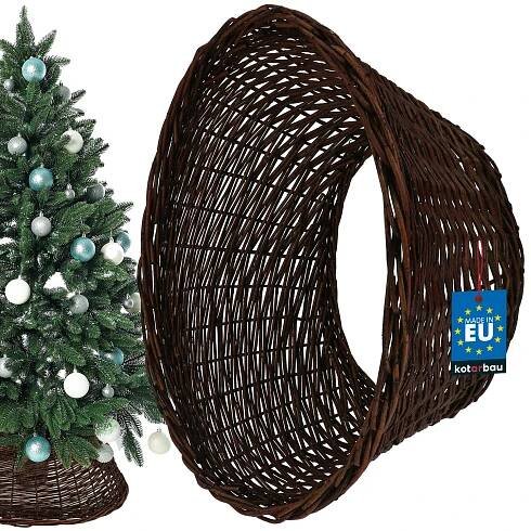 Koš z proutí ø60 cm na stojan pod vánoční stromek boho - Barva tmavě hnědá