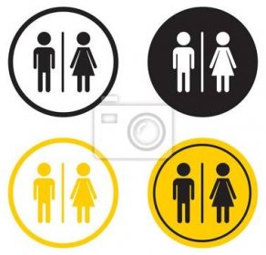 Wc, wc plochou vector icon. muži a ženy podepsat toaletě na bílém - Obrazy - myloview