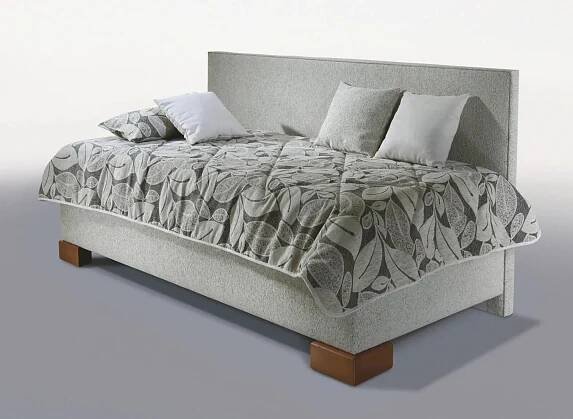 Čalouněná postel QUATRO s dlouhým čelem a úložným prostorem, 90×200 cm - Světdami.cz