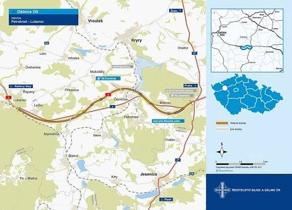Mapa ukazuje, kudy dálnice D6 na jihu Podbořanska povede