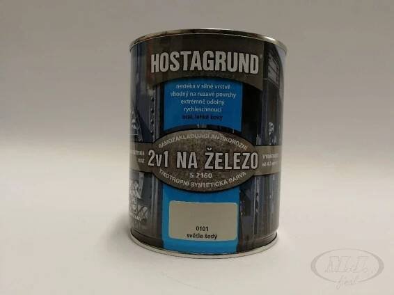 Barvy a laky Hostivař HOSTAGRUND 2v1 NA ŽELEZO S2160 0,6L 0110 šedý střední